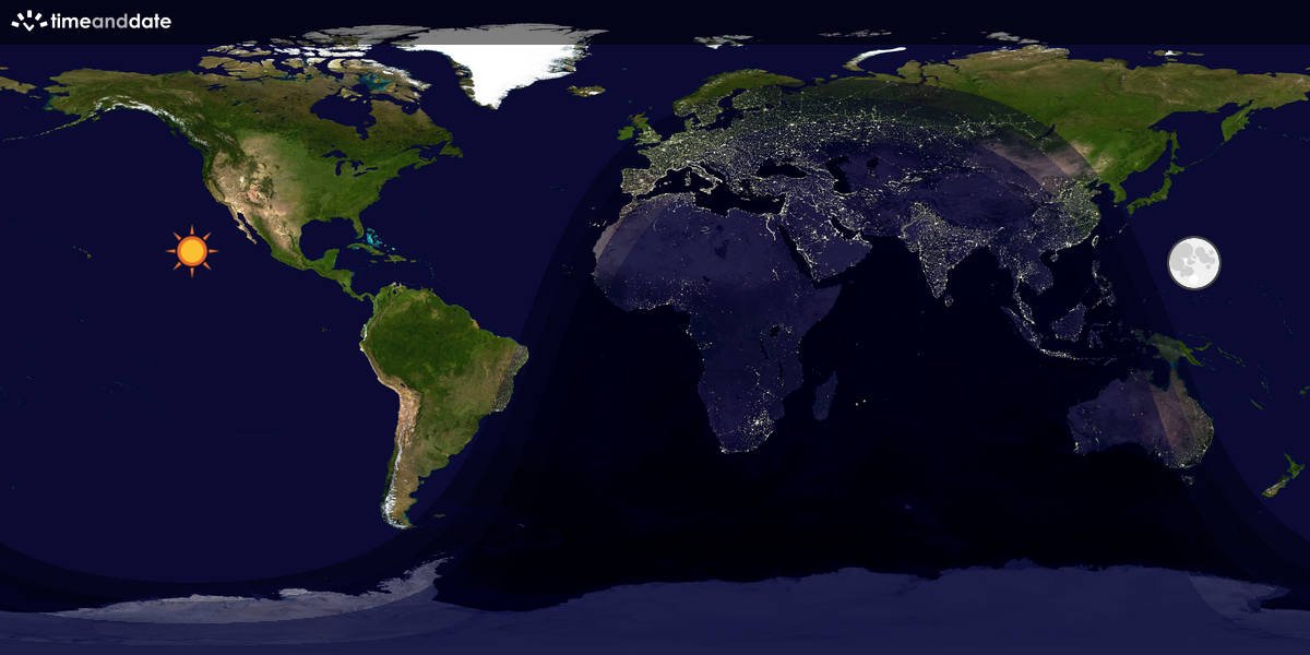 Verdenskart som viser dag og natt 
