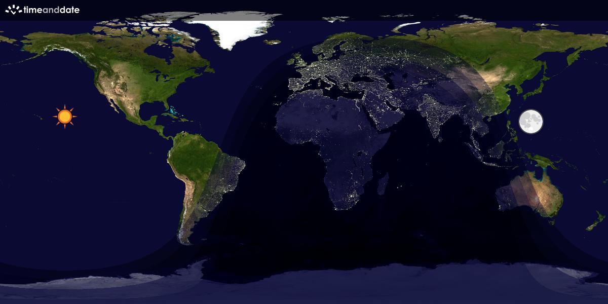 Verdenskart som viser dag og natt 