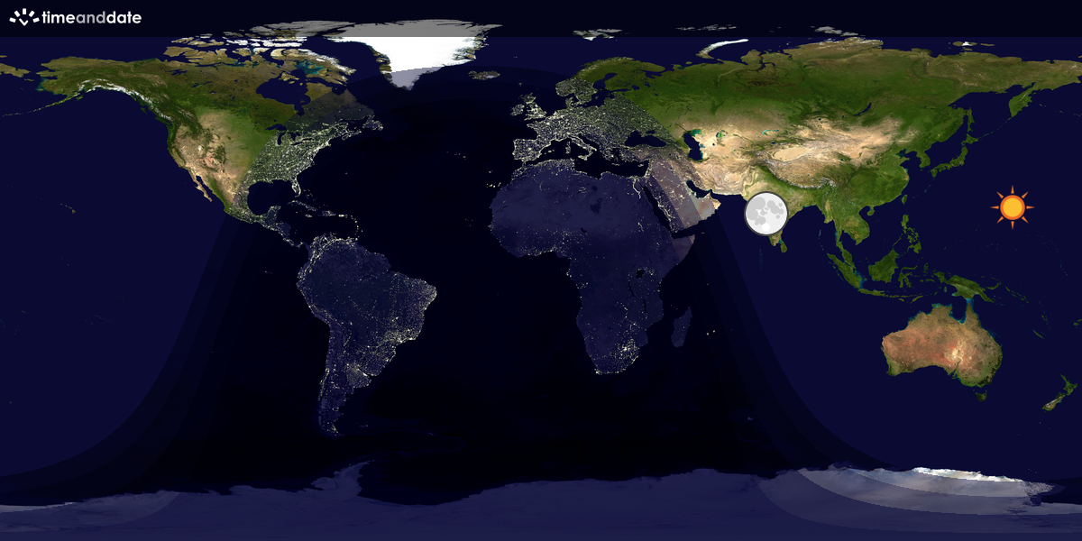 Verdenskart som viser dag og natt 