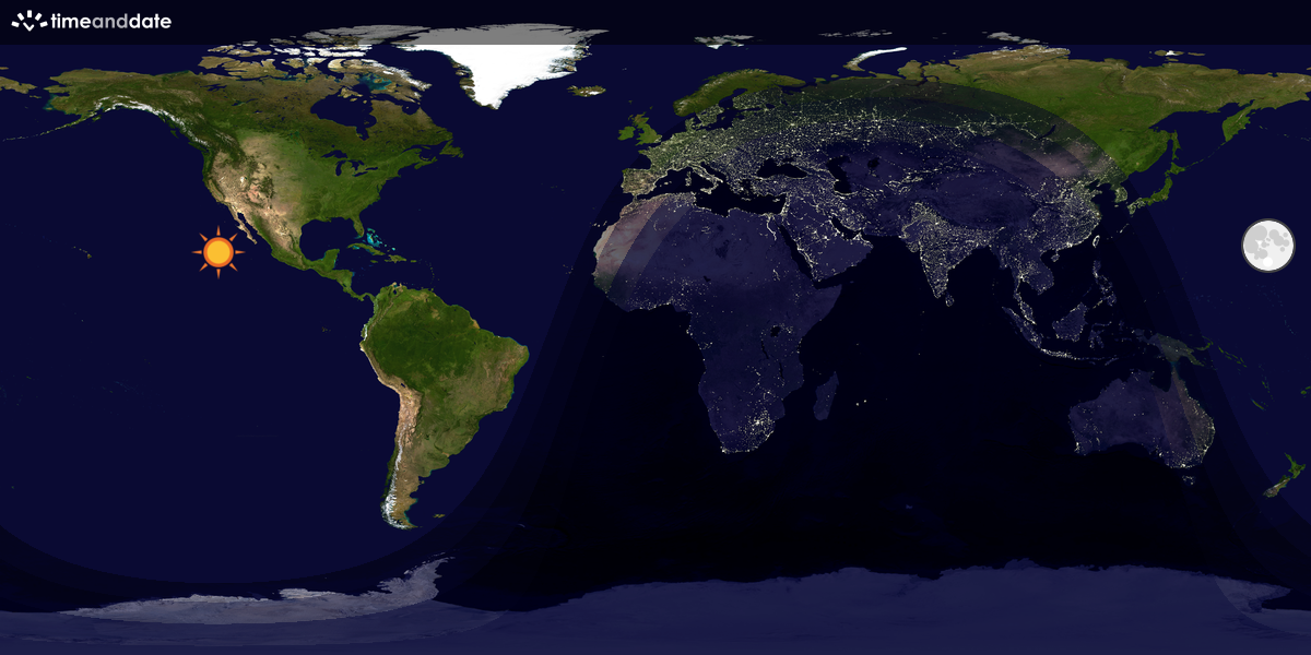 Verdenskart som viser dag og natt 