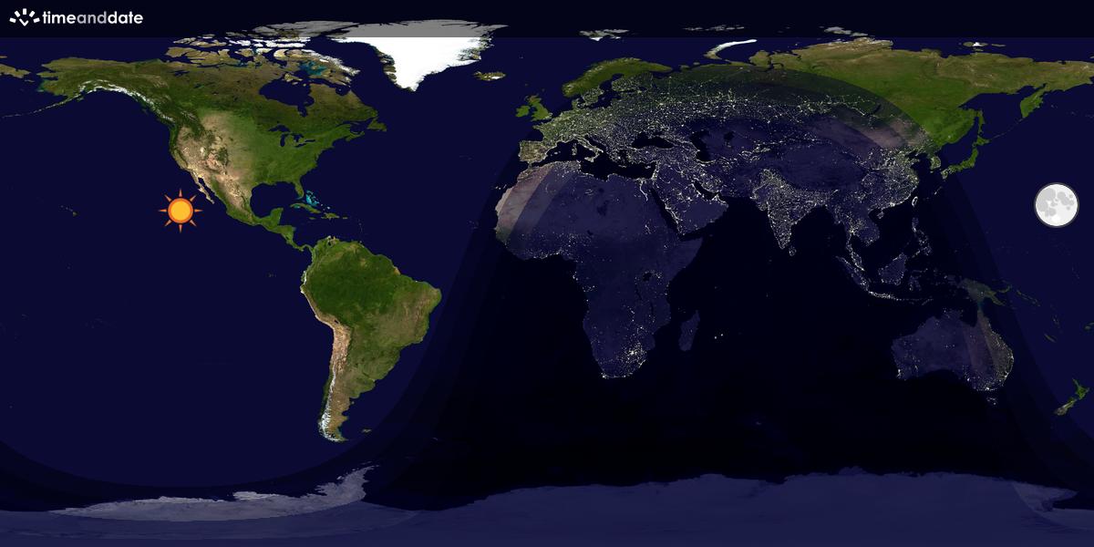 Verdenskart som viser dag og natt 