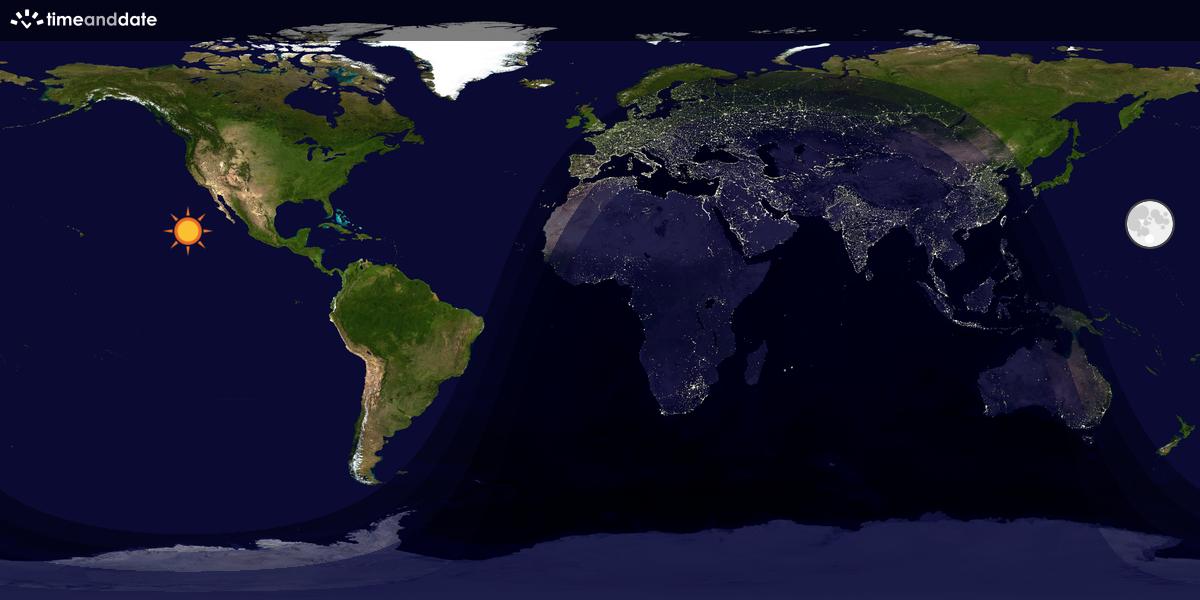 Verdenskart som viser dag og natt 