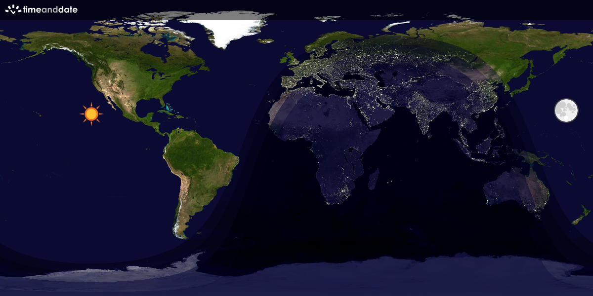 Verdenskart som viser dag og natt 