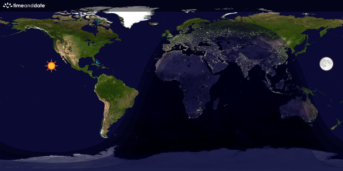 Verdenskart som viser dag og natt 