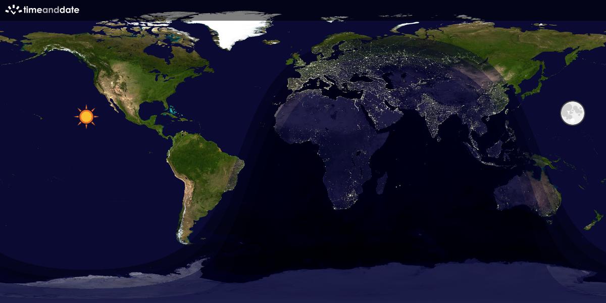 Verdenskart som viser dag og natt 