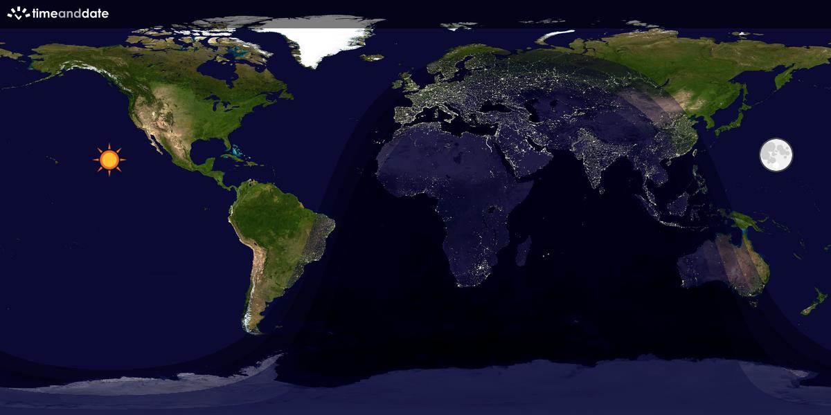 Verdenskart som viser dag og natt 