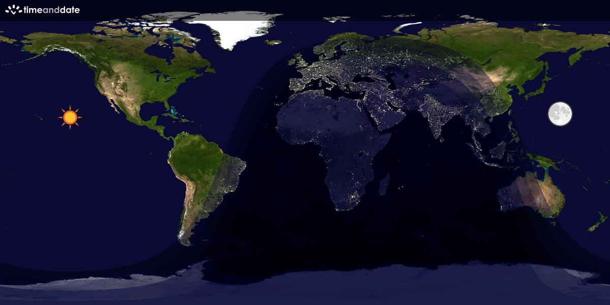 Verdenskart som viser dag og natt 