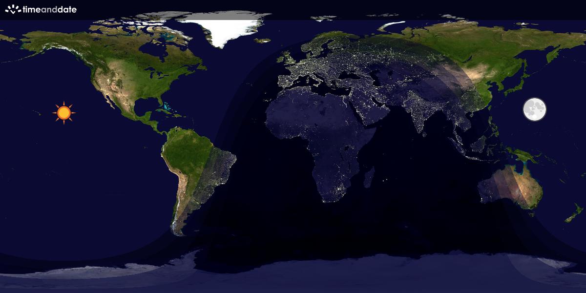 Verdenskart som viser dag og natt 