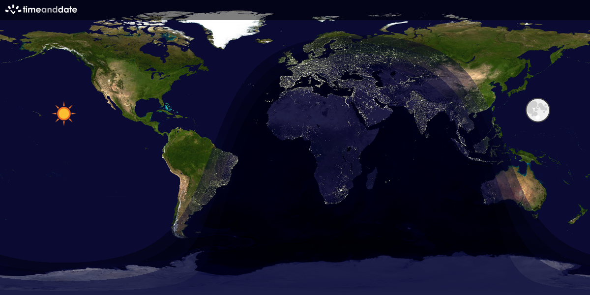 Verdenskart som viser dag og natt 