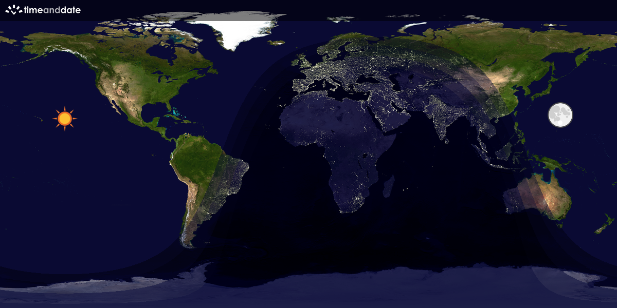 Verdenskart som viser dag og natt 