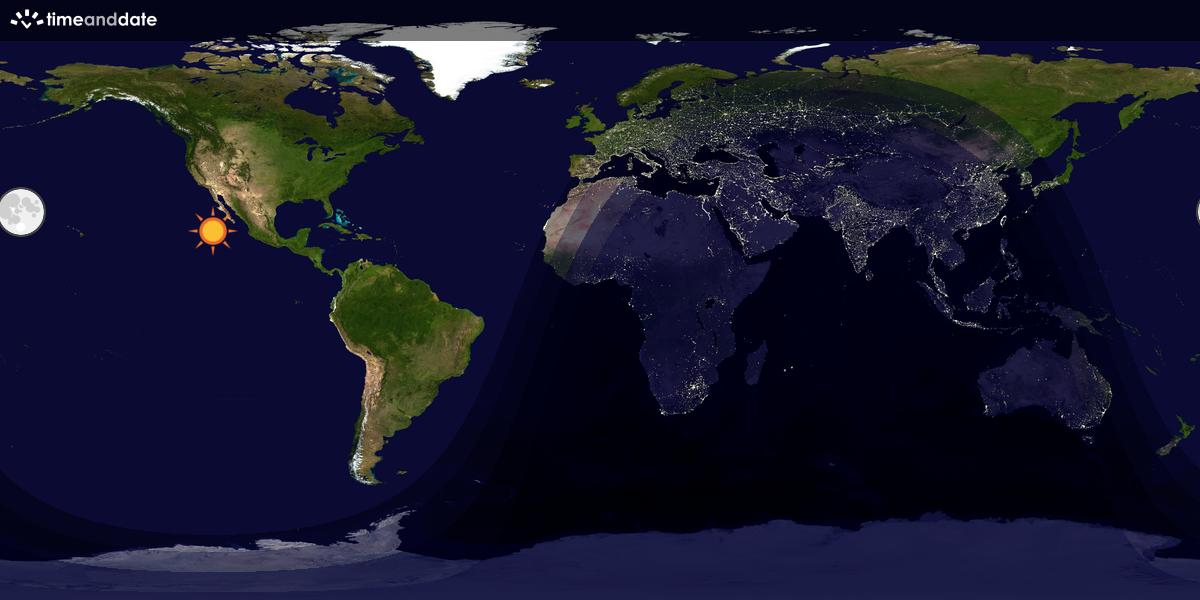 Verdenskart som viser dag og natt 