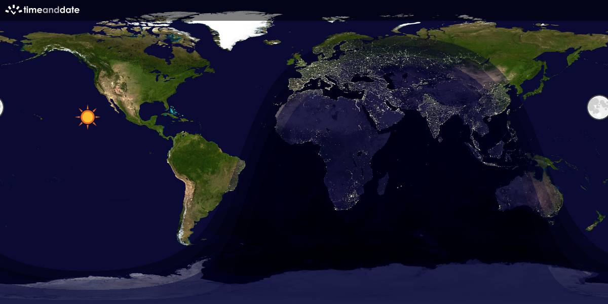 Verdenskart som viser dag og natt 