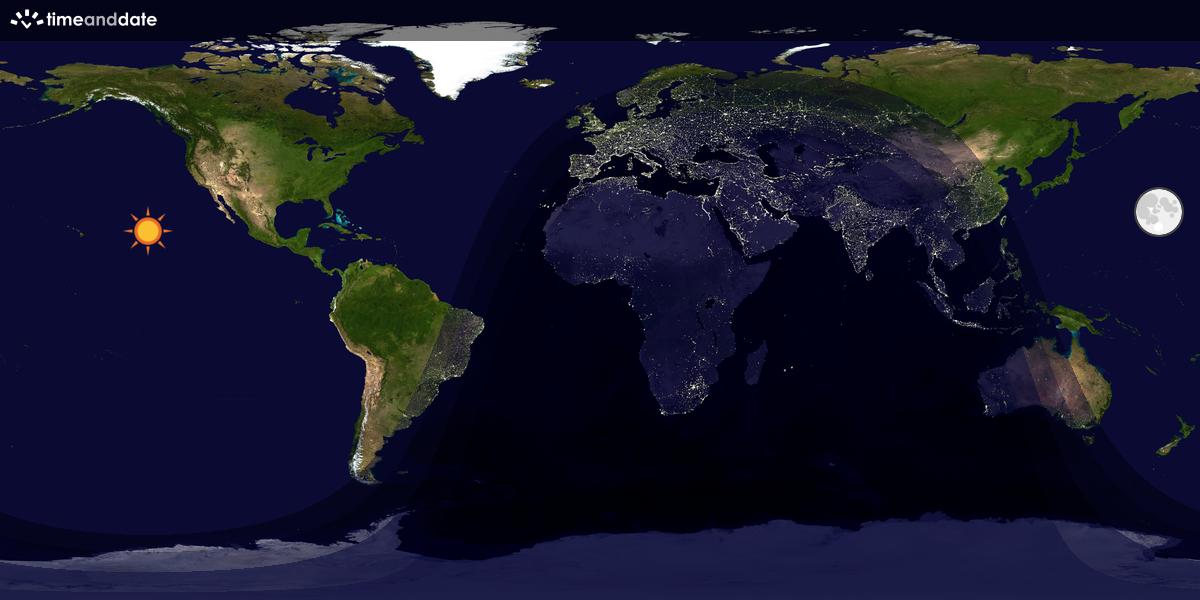 Verdenskart som viser dag og natt 