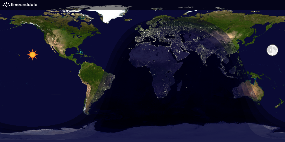Verdenskart som viser dag og natt 