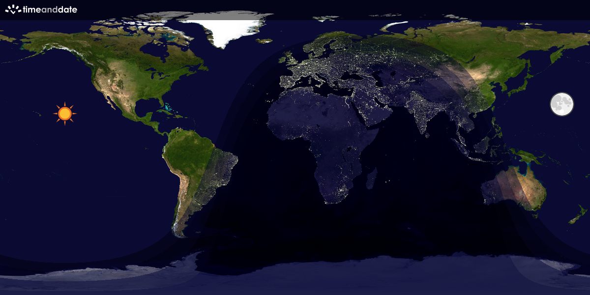 Verdenskart som viser dag og natt 