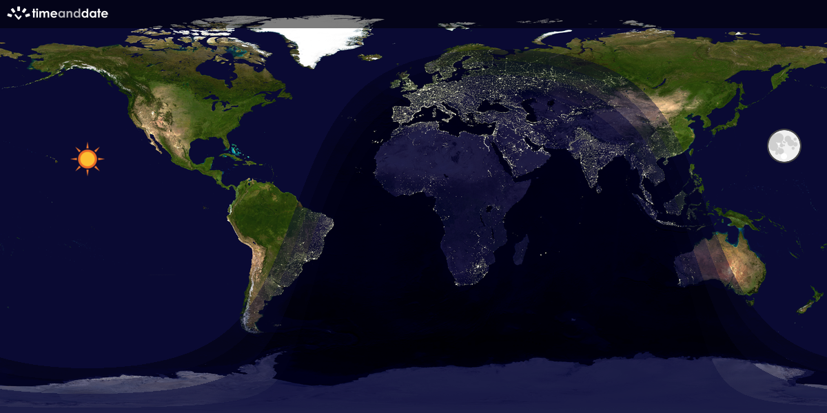 Verdenskart som viser dag og natt 