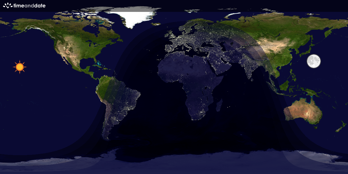 Verdenskart som viser dag og natt 