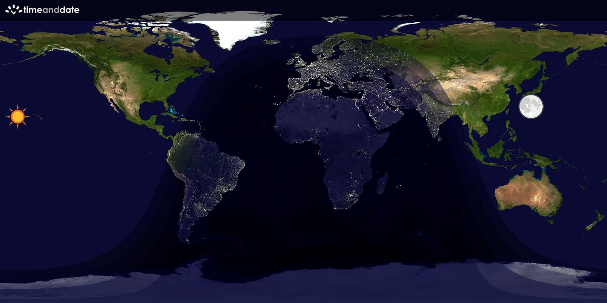 Verdenskart som viser dag og natt 