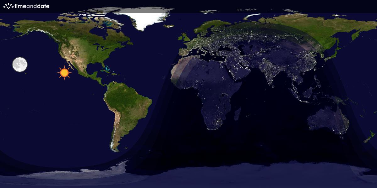 Verdenskart som viser dag og natt 