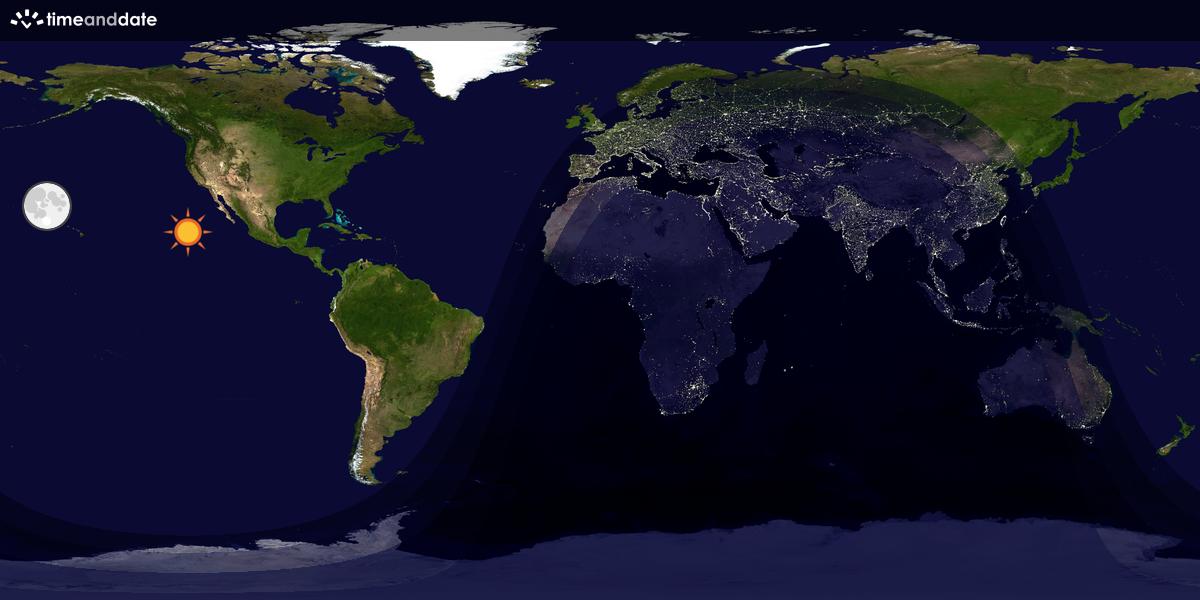 Verdenskart som viser dag og natt 