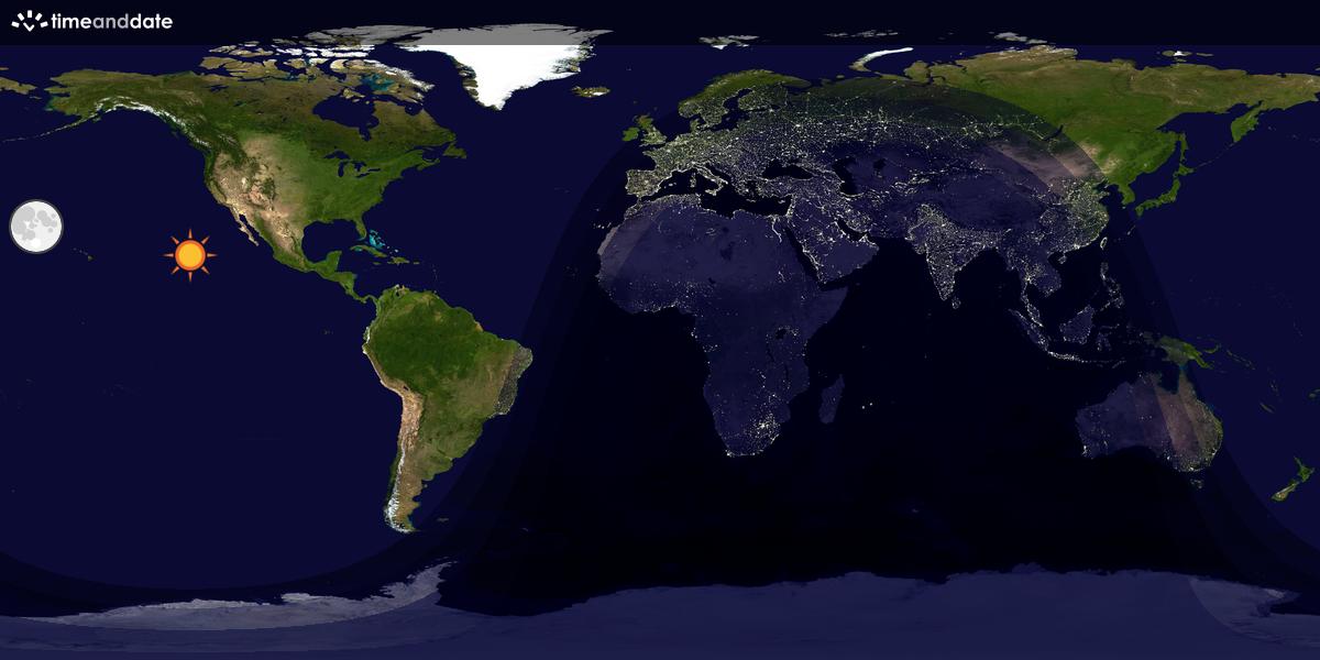 Verdenskart som viser dag og natt 