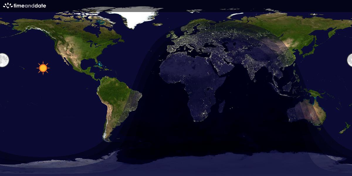 Verdenskart som viser dag og natt 