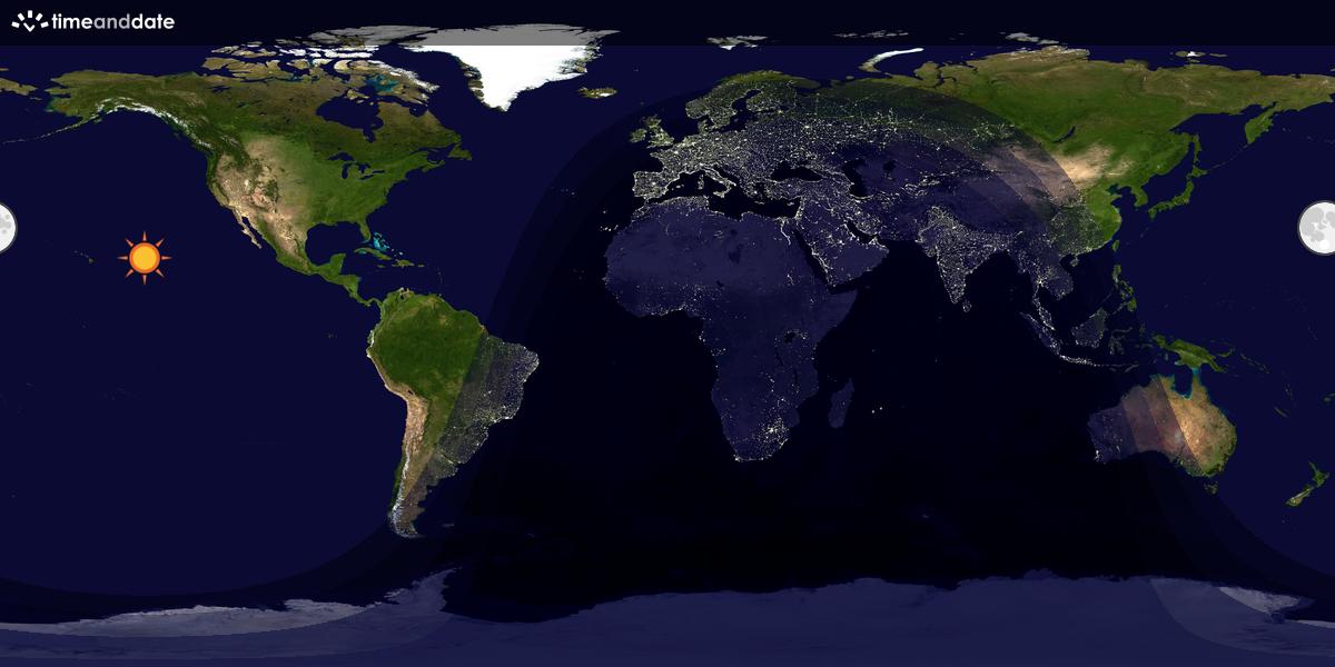 Verdenskart som viser dag og natt 