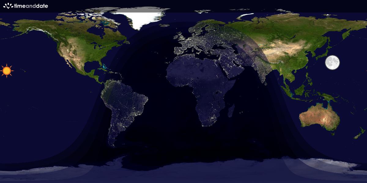 Verdenskart som viser dag og natt 