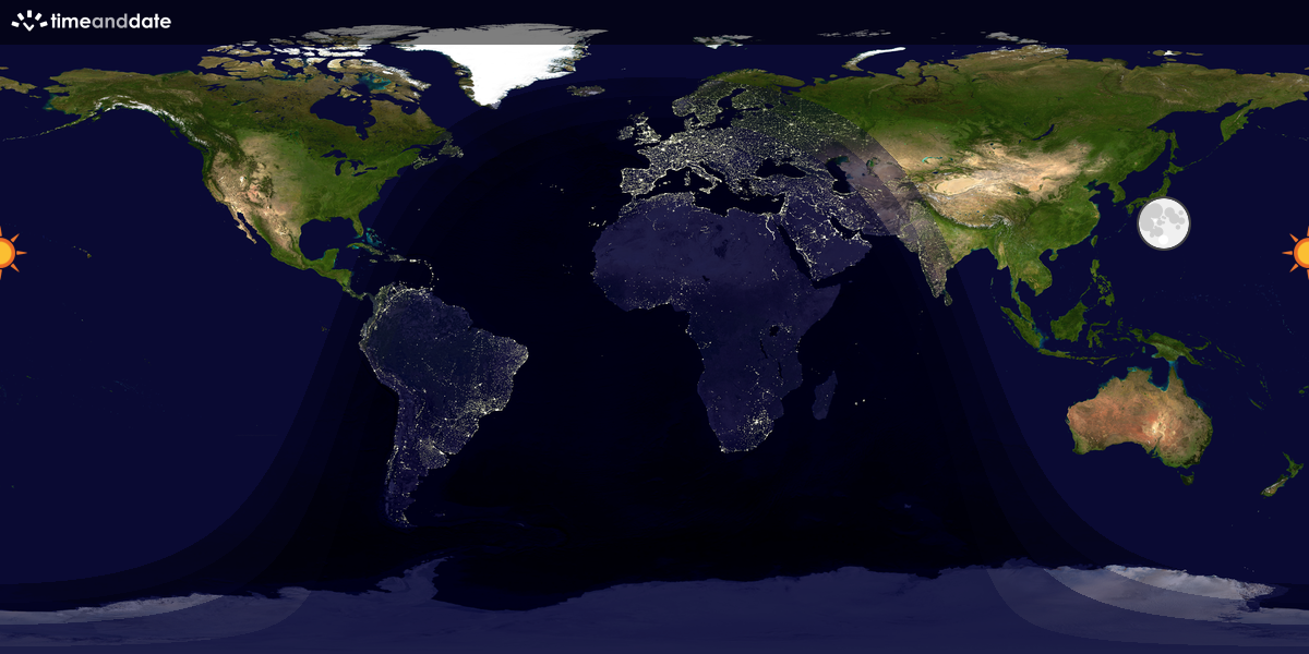 Verdenskart som viser dag og natt 