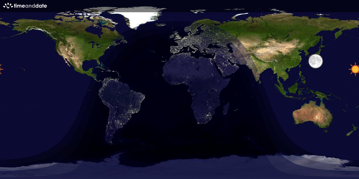 Verdenskart som viser dag og natt 