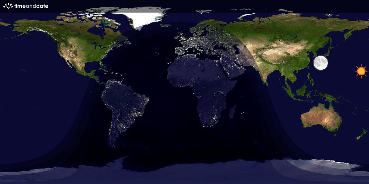 Verdenskart som viser dag og natt 