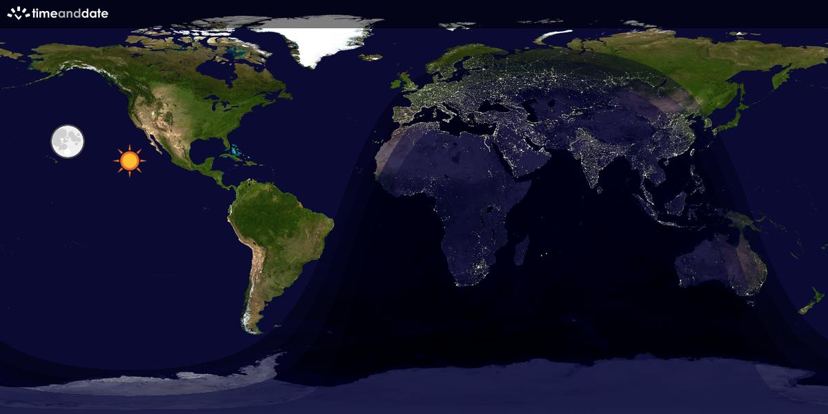 Verdenskart som viser dag og natt 