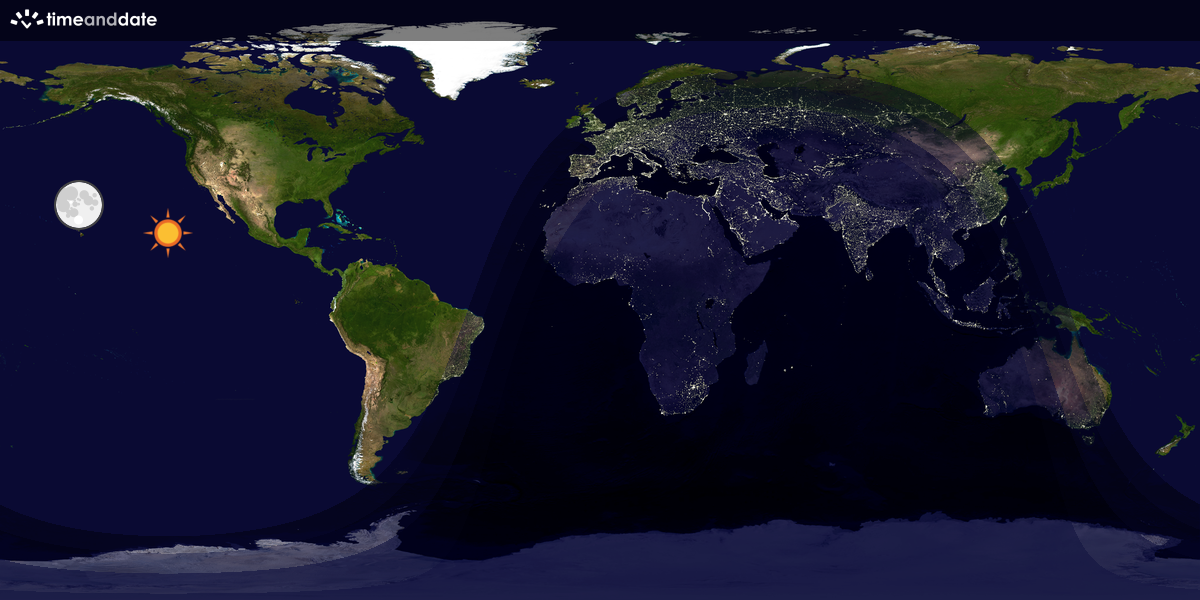 Verdenskart som viser dag og natt 
