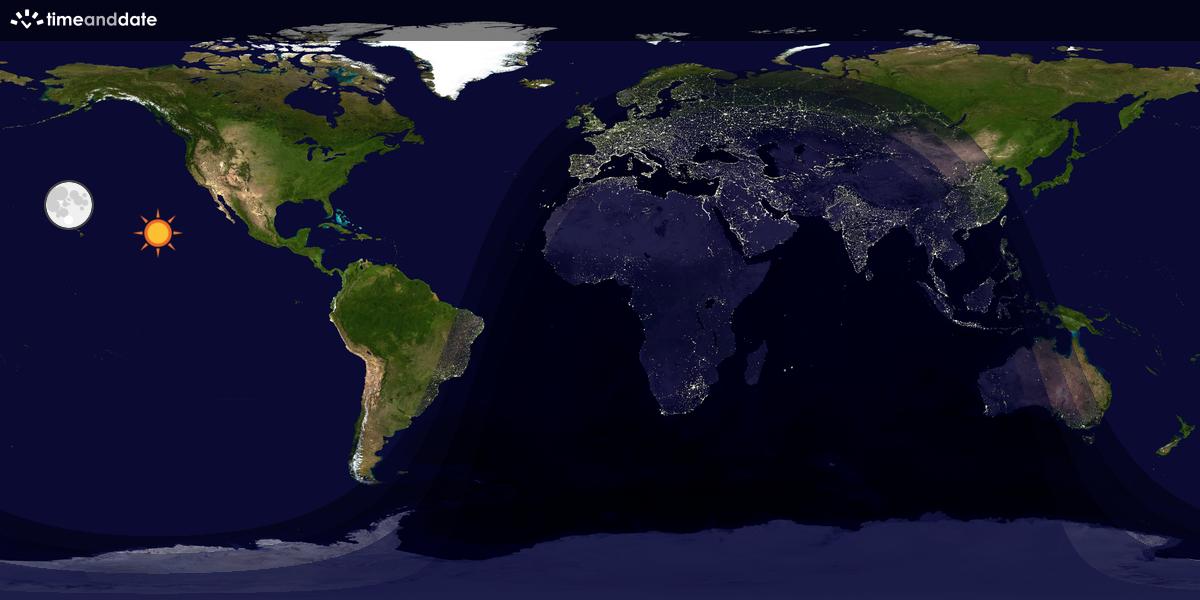 Verdenskart som viser dag og natt 