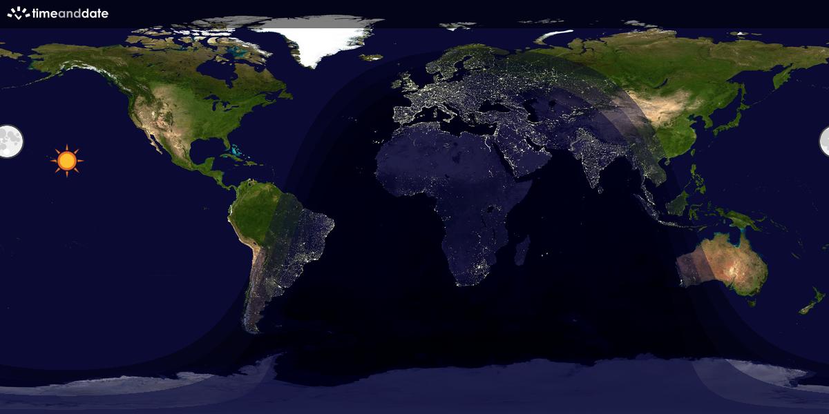 Verdenskart som viser dag og natt 