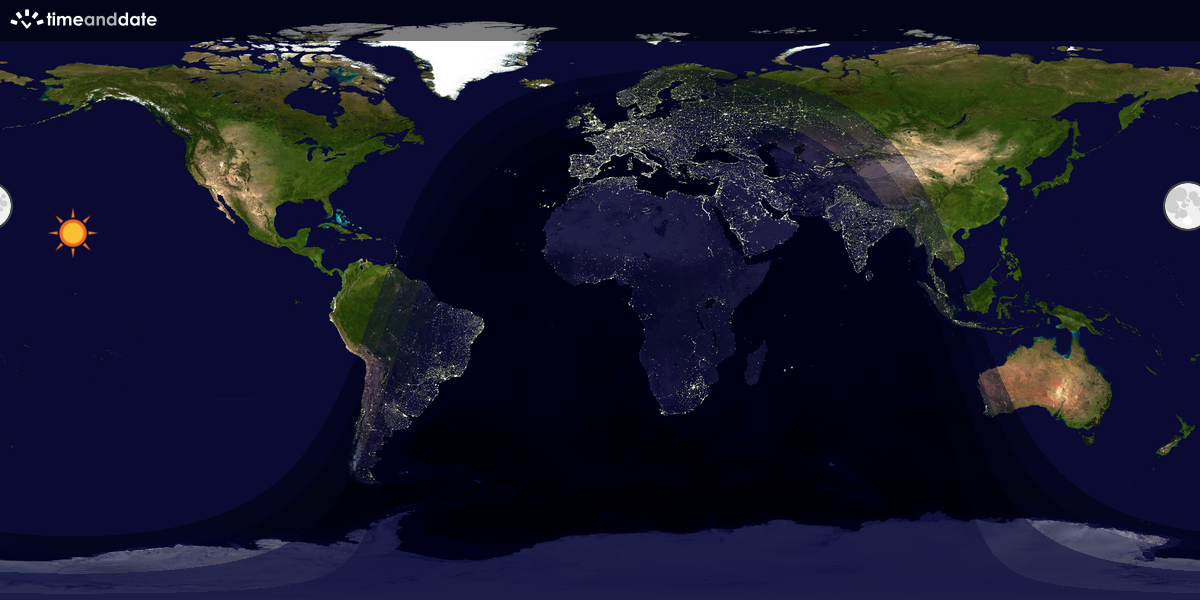 Verdenskart som viser dag og natt 