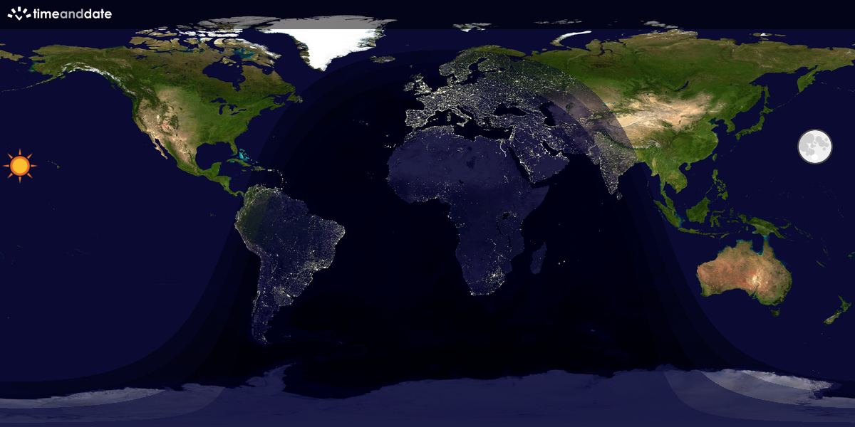 Verdenskart som viser dag og natt 
