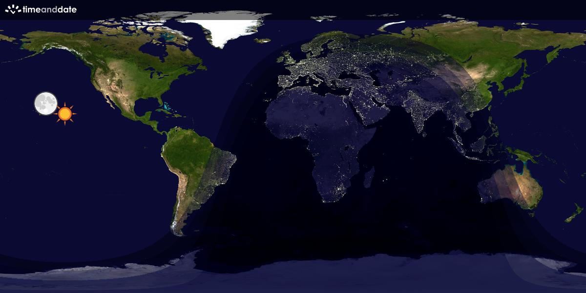 Verdenskart som viser dag og natt 
