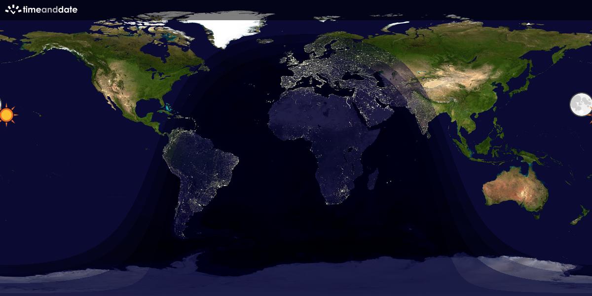 Verdenskart som viser dag og natt 