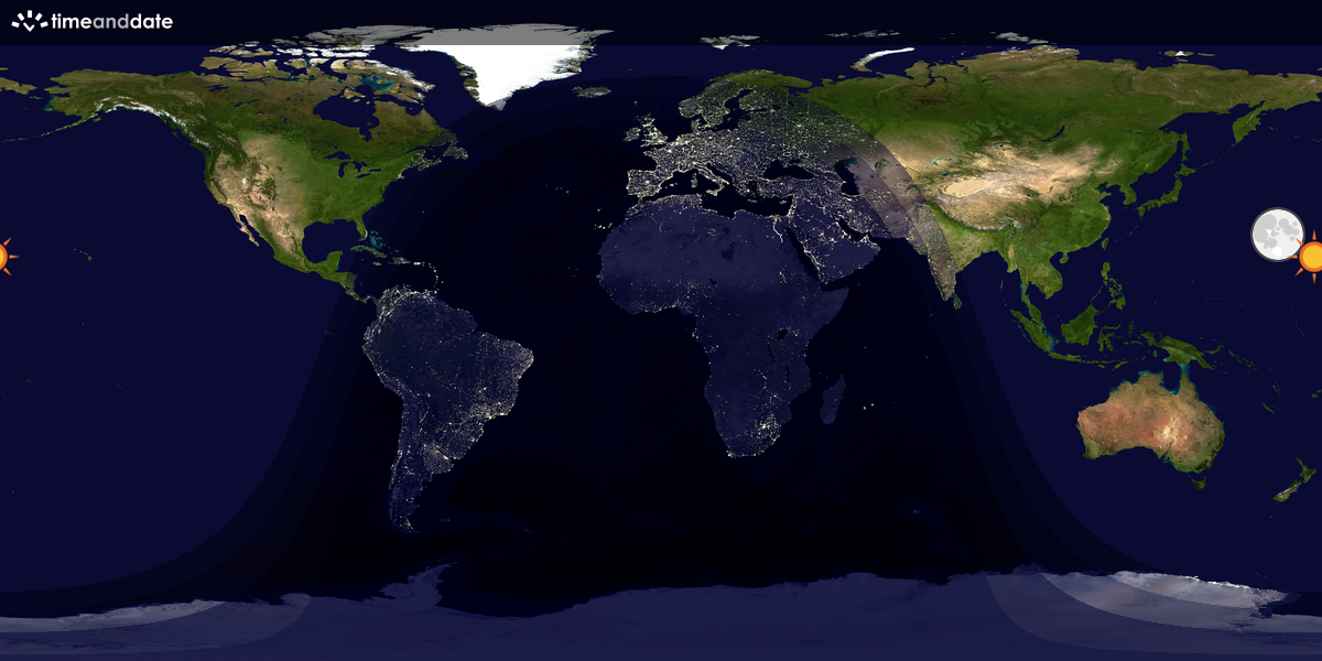 Verdenskart som viser dag og natt 