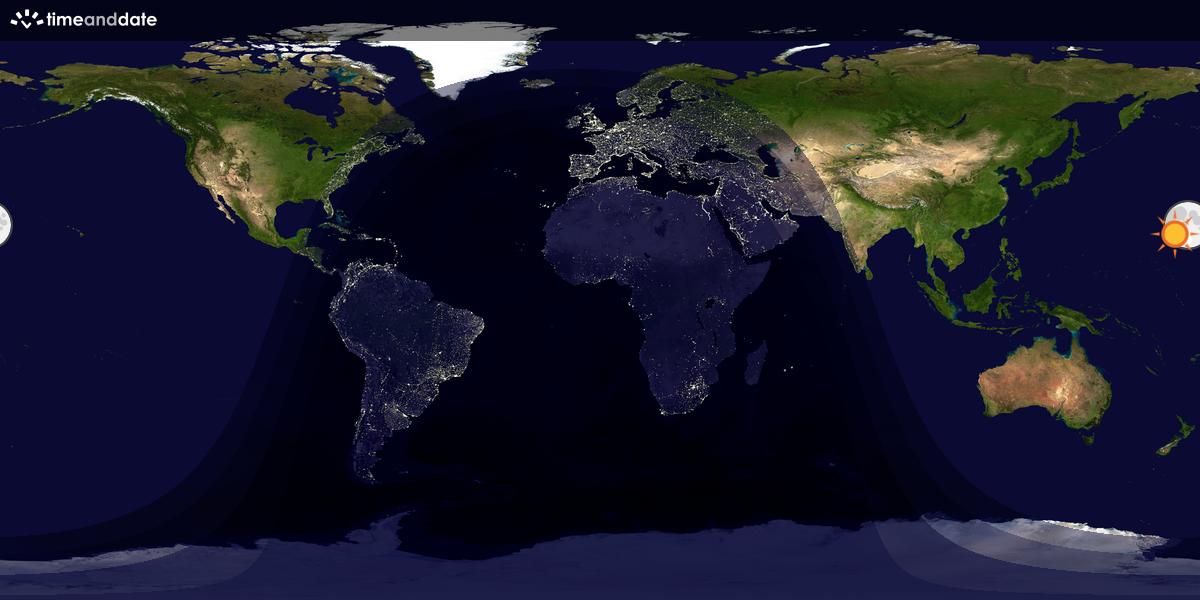 Verdenskart som viser dag og natt 