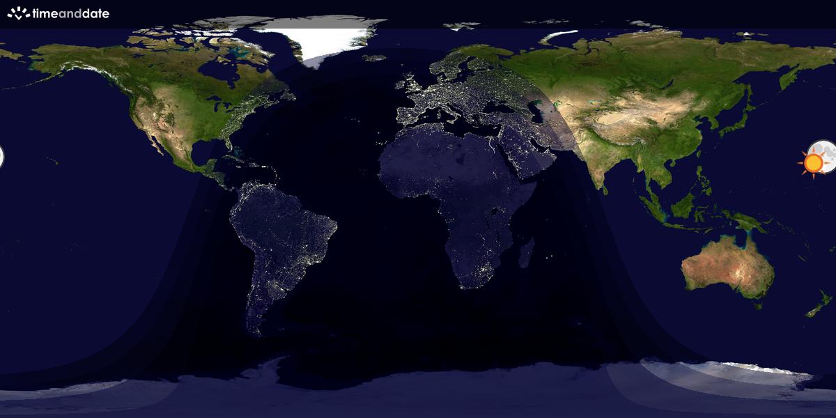 Verdenskart som viser dag og natt 