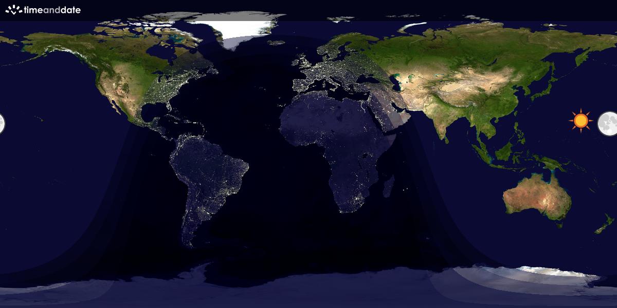 Verdenskart som viser dag og natt 