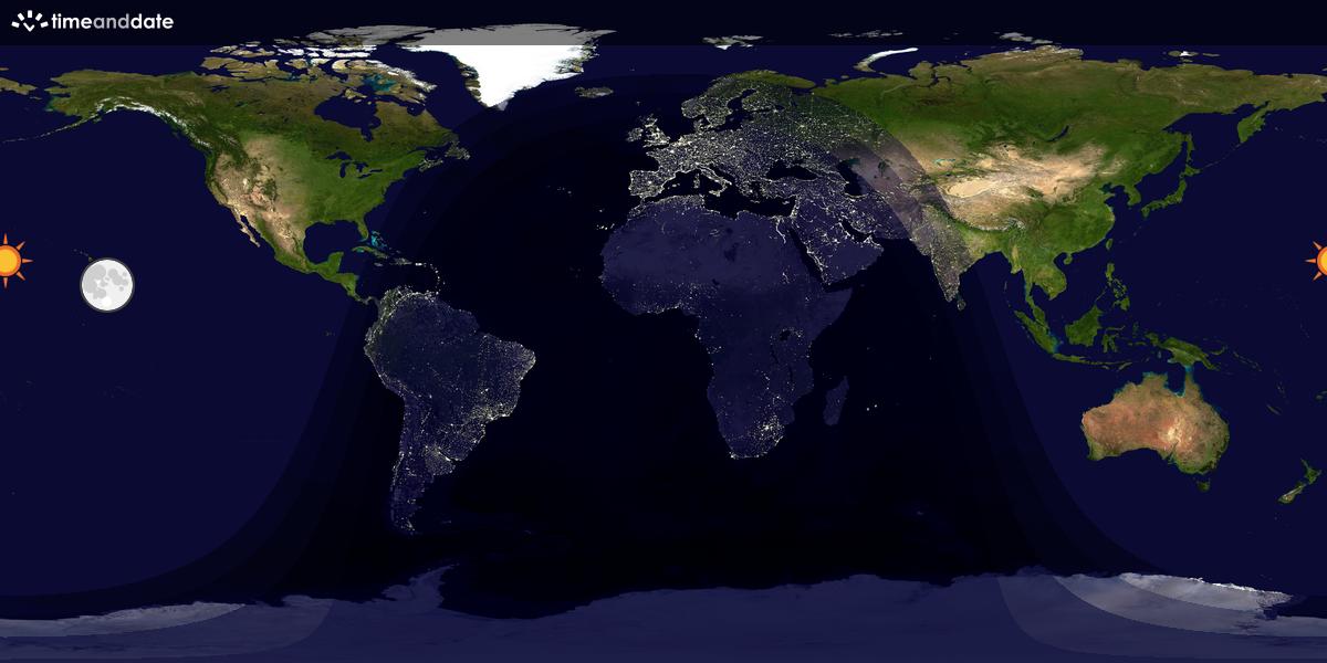 Verdenskart som viser dag og natt 