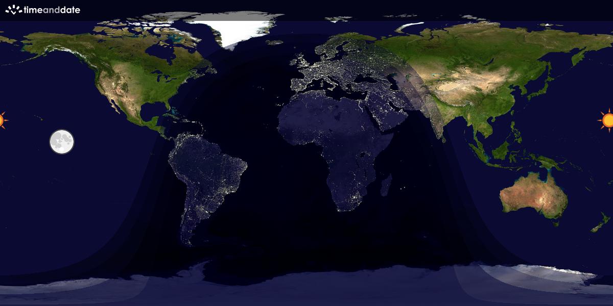 Verdenskart som viser dag og natt 