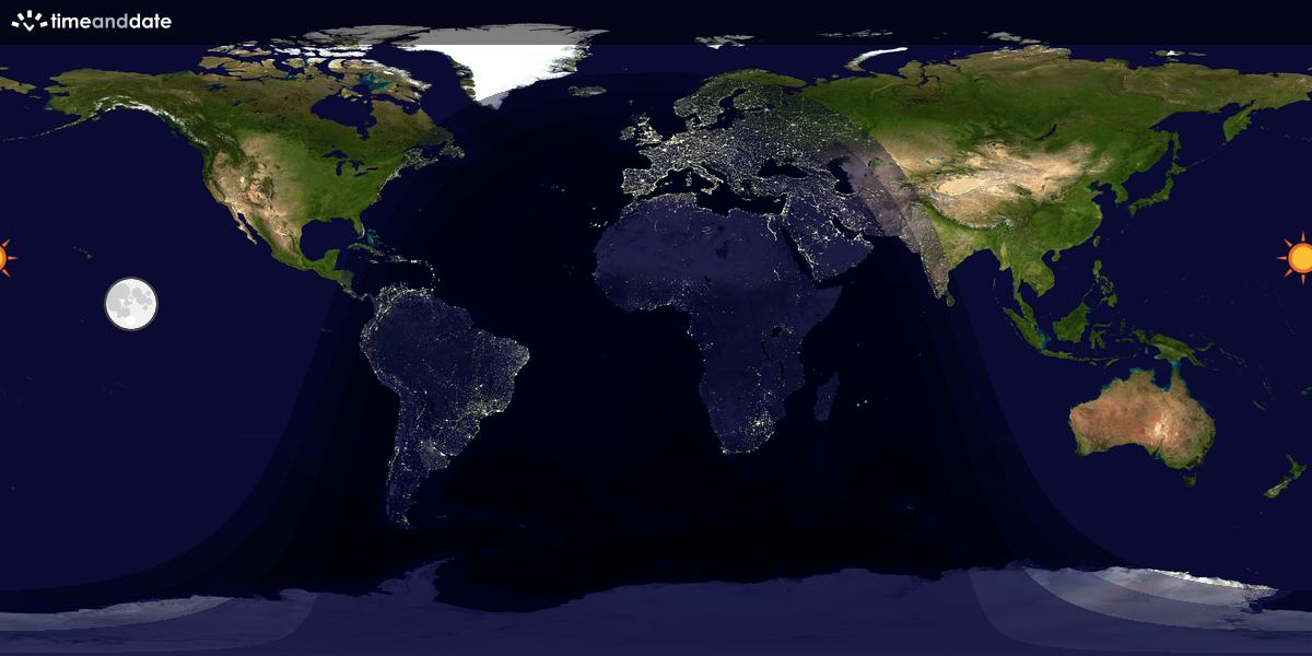 Verdenskart som viser dag og natt 