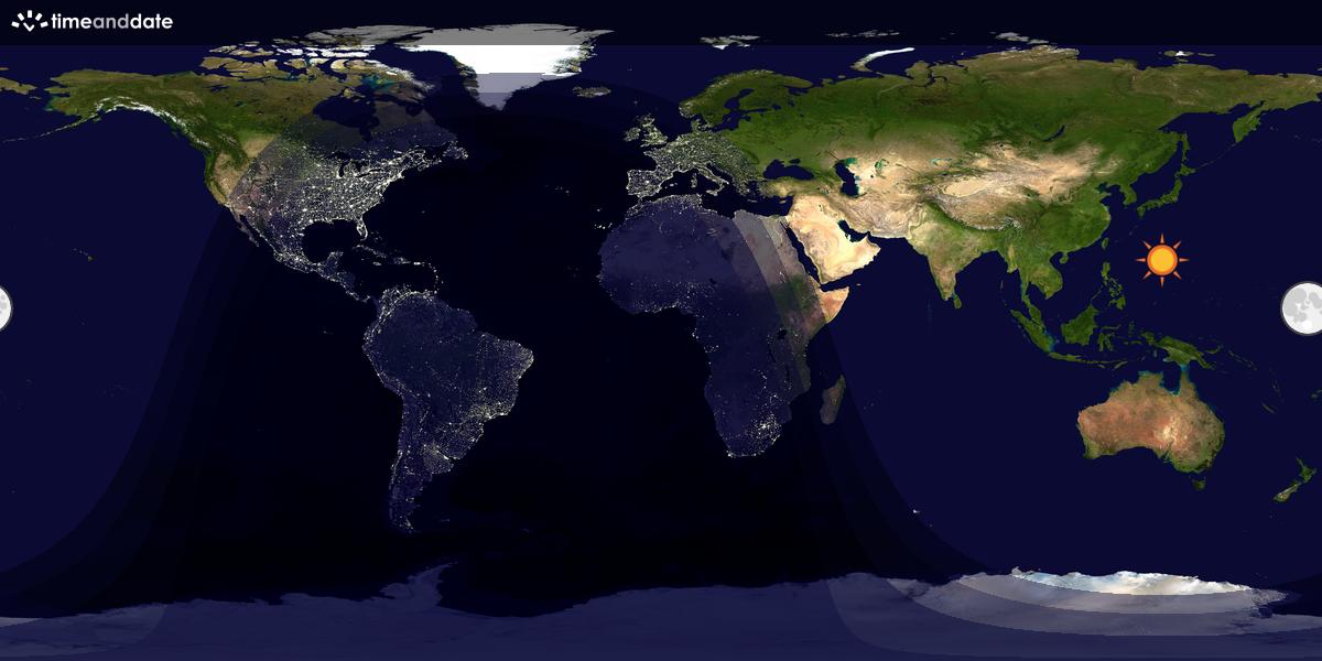 Verdenskart som viser dag og natt 