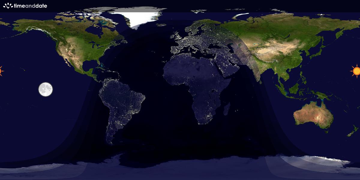 Verdenskart som viser dag og natt 