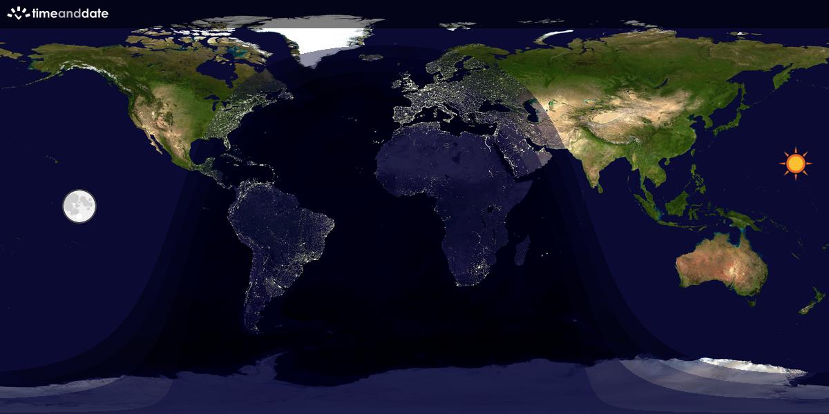 Verdenskart som viser dag og natt 