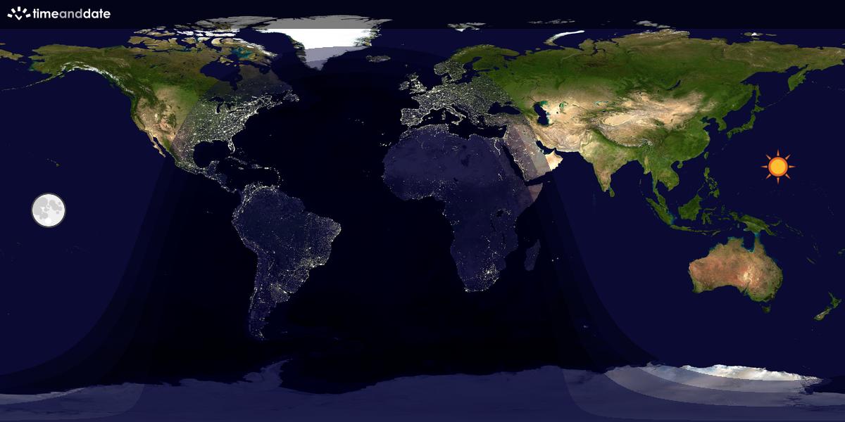Verdenskart som viser dag og natt 